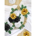 thumbnail image 2 of Roses Head Flowers with Stem - Black Gold White Graduation Artificial Flowers Rose Bulk - Silk Rose Fake Flower for Birthday Wedding Centerpieces Gold Theme Party Tables Decor, 2 of 4