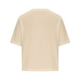 thumbnail image 4 of short sleeve tops for women,cropped t shirts for women,Drop Shoulder Solid Color Round Neck Oversized Crop loose Workout Tees,Half Sleeve T-Shirts crew Neck Tops Casual Summer Basic Tees, 4 of 5