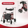 thumbnail image 5 of 2-in-1 Foldable Rollator Walker with Seat & 9" All-Terrain Tires - 6-Level Adjustable Height Mobility Aid for Seniors & Adults, 308lbs Capacity, Portable for Travel, Shopping, Outdoor (Red), 5 of 10