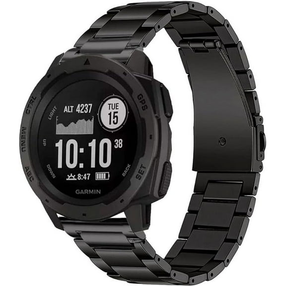 OTOPO Metal Bands for Garmin Instinct / 2 Solar Watch Bands, Solid Stainless Steel Replacement Wristband Strap Men for Garmin Instinct Tactical/Tide/Esports/Instinct Solar