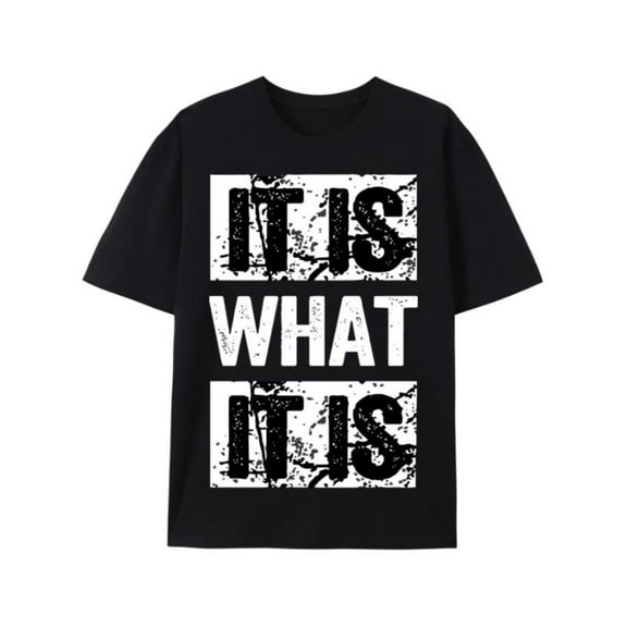 Women's Black "It Is What It Is" Graphic Tee Plus Size S-5XL, Trendy Slogan Printed T-Shirt, Casual Oversized Top for Attitude-Driven Fashionistas