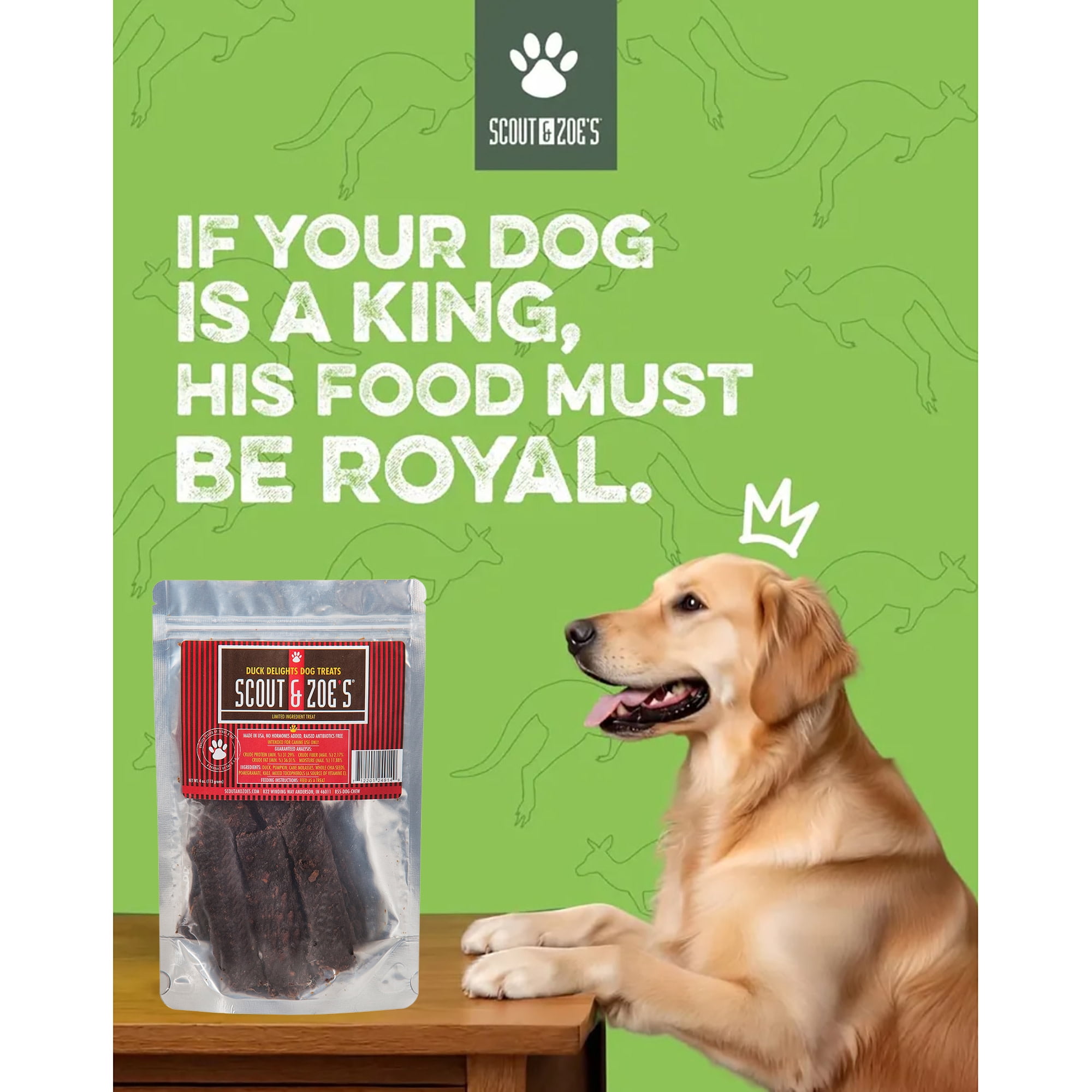 Scout & Zoe's: Duck Delights Jerky - 4oz Dog Treats, Limited Ingredient Superfood Blend, Chia-Pomegranate-Kale-Pumpkin, Nutritious Grain-Free Pet Chew