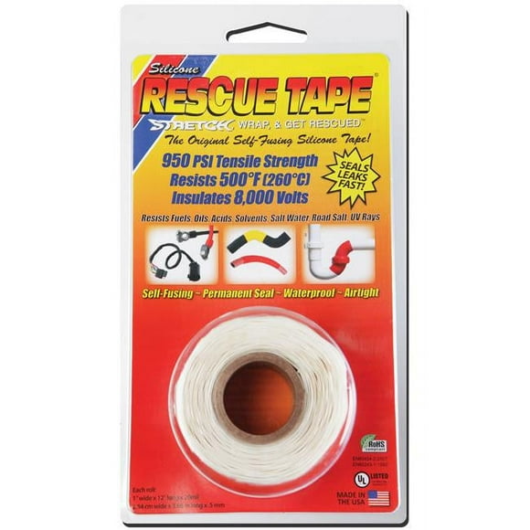Rescue Tape Self-fusing Silicone Tape (Clamshell White, 1-Inch by 12-Feet)