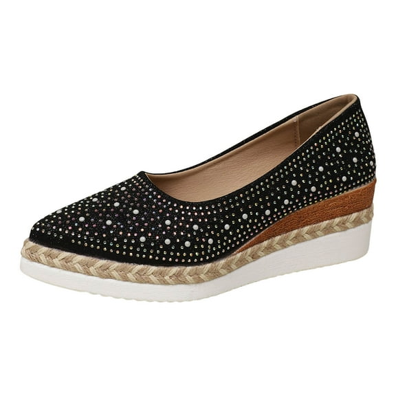 YLYL Womens Orthopedic Shoes Wedges High Heel Pointed Toe Slip on Fashion Casual Walking Shoes