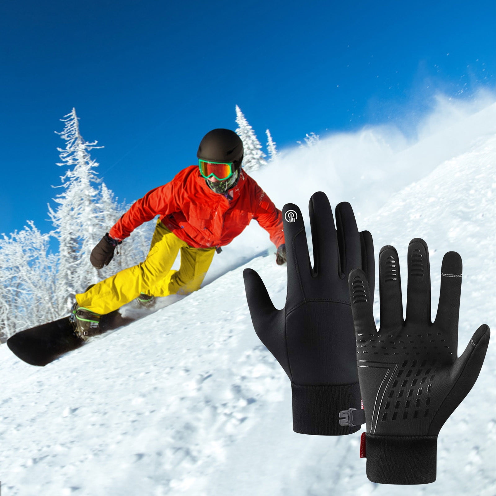 Juego De Guantes De Invierno Para Visualización Táctil, Suave Con Diseño De Calavera Para Hombres Y Mujeres, Con Forro Polar De Punto Cálido, Negro, Talla única