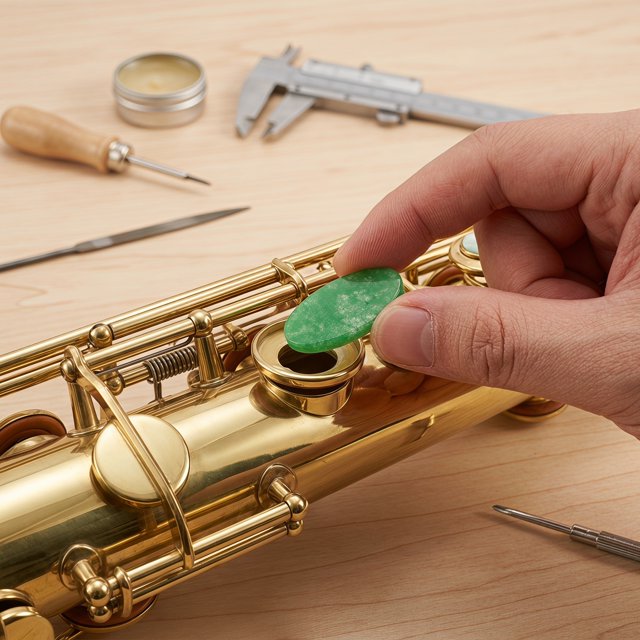 ADDHAT 9Ud Inlays Ligero Para Teclas De Saxofón Alto Y Tenor Material Sandstone Color Verde