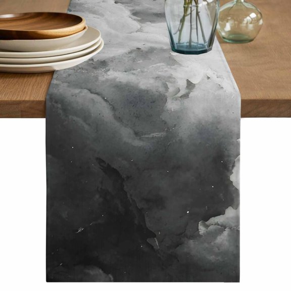 Gray Ombre Clouds Table Runner 70 Inches, Modern Abstract Art Gradient Cloud Bed Runner Dresser Scarves Tabletop for Indoor Outdoor Parties/Ceremony/Banquet, 13" x 70"