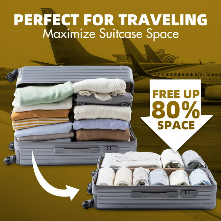 2x 50x70cm Travel Vacuum Bag, Zip Lock, Holiday Luggage Space Saving  Suitcase
