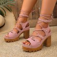 thumbnail image 3 of Rokment Womens Punk Studded Platform Strappy Gladiator Sandals 2026 Casual Leather Open Toe Chunky Block High Heels Dress Summer Shoes Comfortable Pink Size 9.5, 3 of 4