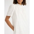 thumbnail image 4 of Free Assembly Women’s and Women's Plus Ruffle Neck Cotton Eyelet Mini Dress with Short Sleeves, Sizes XS-4X, 4 of 5