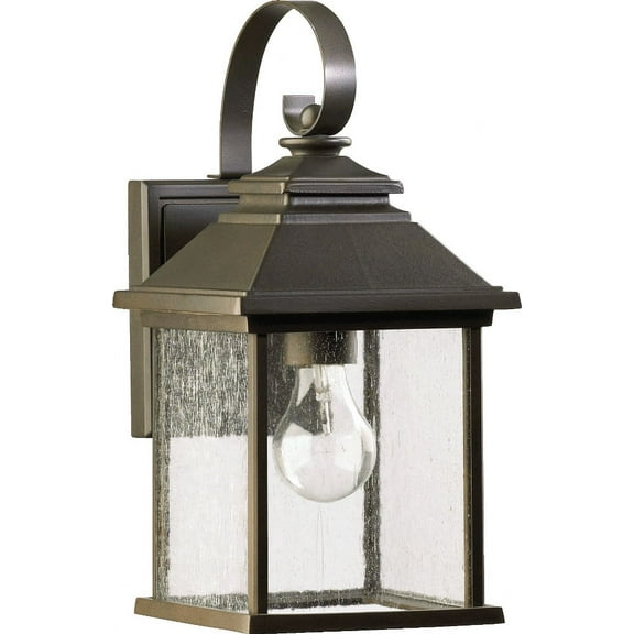 Quorum Lighting Pearson Glass Outdoor Wall Sconce, 1 Light, Oiled Bronze, 7W x 14H x 8D