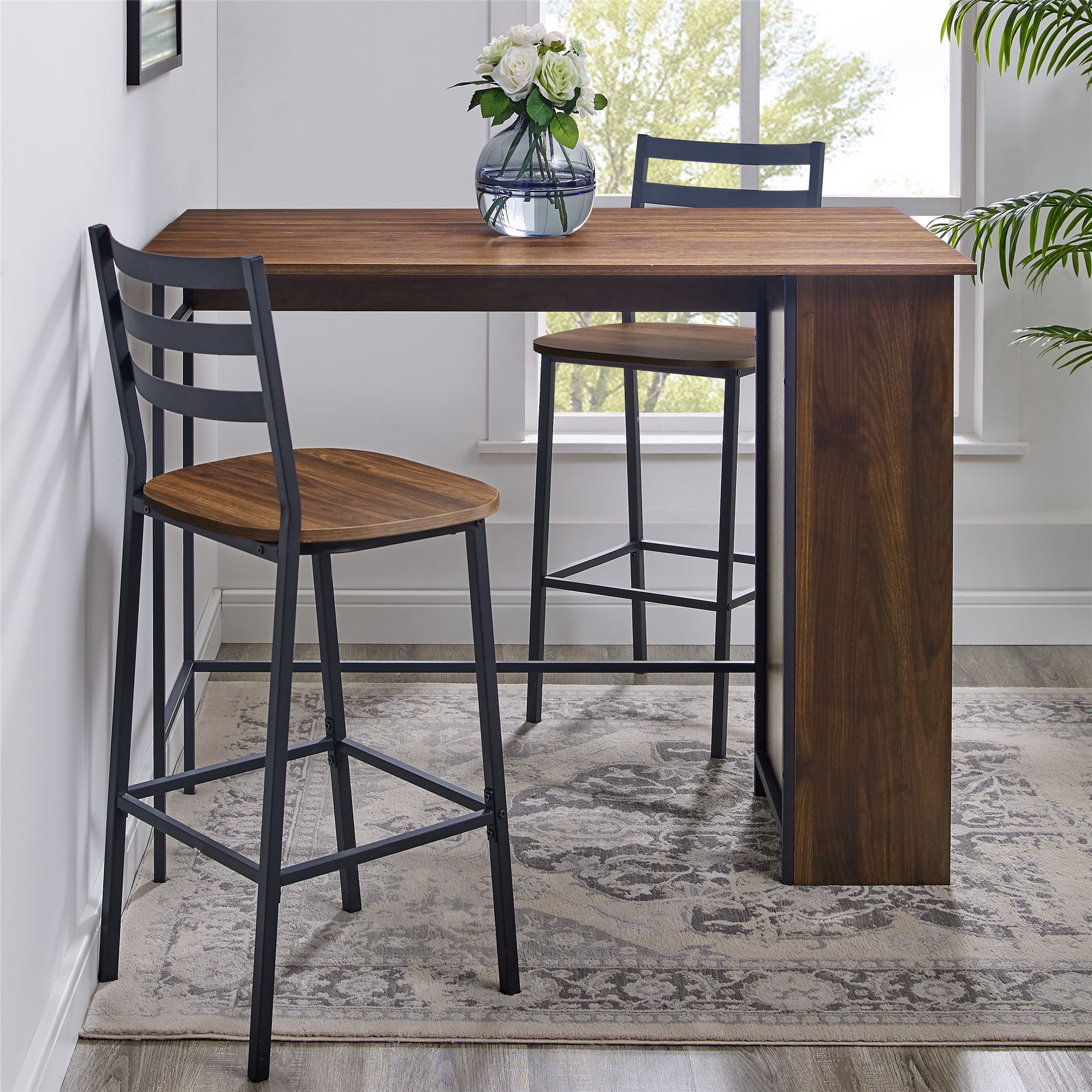 3-Piece Drop Leaf Dark Walnut Counter Height Dining Set by River Street Designs