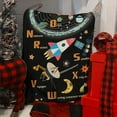 thumbnail image 6 of Kids Outer Space Alphabet Educational Throw Blanket, ABC Learning Astronaut Planet Flannel Fleece Bed Blankets, Galaxy Solar System Soft Lightweight Boy Girl Bedding 50 x 60 Space Lover Gift, 6 of 6