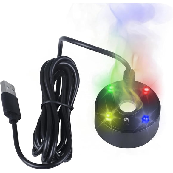 Mist Maker, 5W USB 4 LED Colour Changing Mister Fogger 5V Water Fountain Pond Fog Machine Atomizer for Halloween, Christmas Holiday Party,Rockery