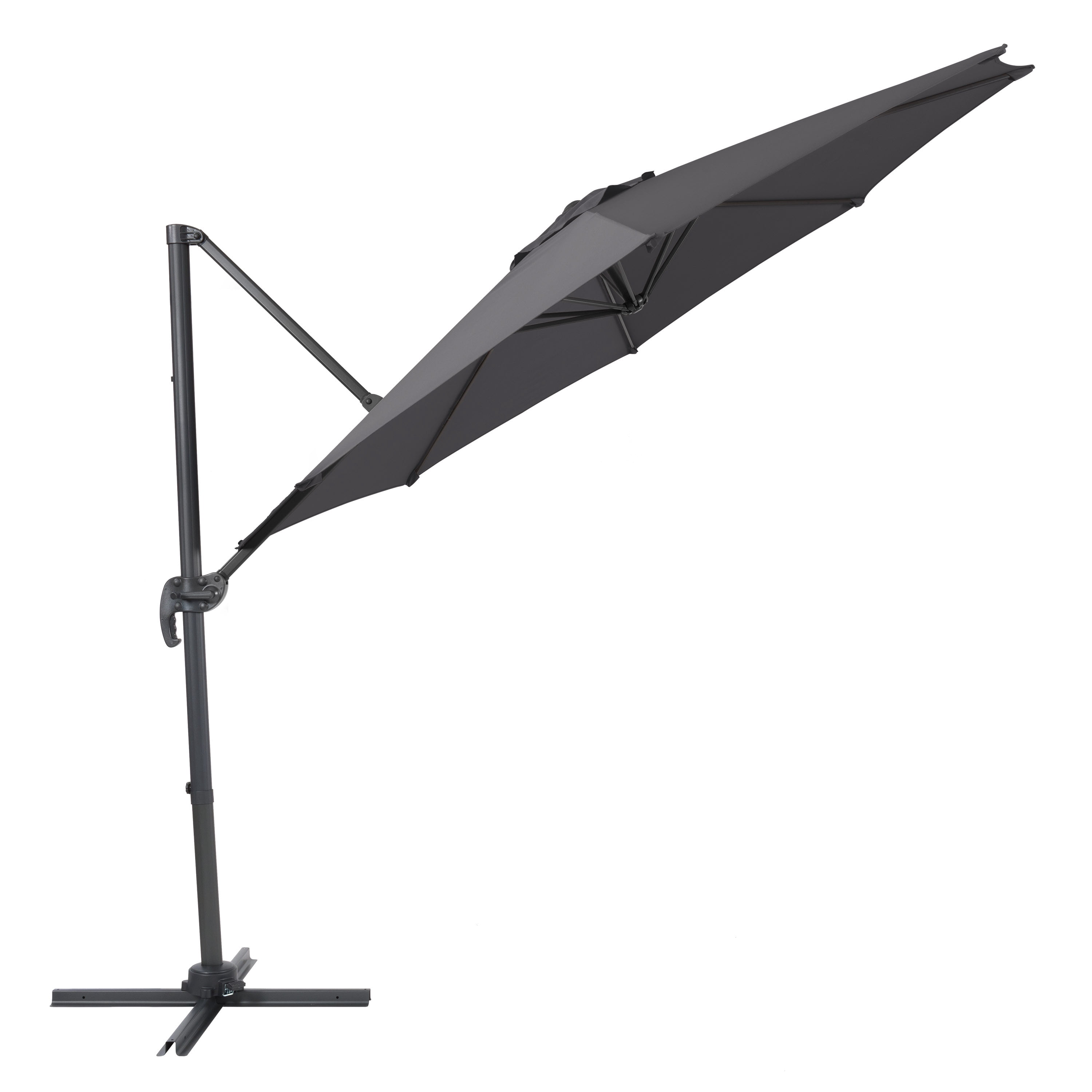 Parasol d'extérieur CorLiving déporté, inclinable et pivotant de 2,9 m (9,5 pi), avec structure en aluminium et acier et toile résistante, gris