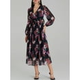 thumbnail image 5 of Michellecmm Women Long Dress Floral Print Tighten Waist V-Neck Long Sleeve Flowy Summer Dresses, 5 of 9
