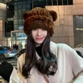 thumbnail image 5 of vnanda Winter Cute Bear Ear Warm Hat Women Plush Earflap Beanie Hat Kids Girls Windproof Skull Cap, 5 of 9