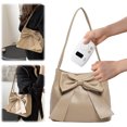 thumbnail image 7 of HUISZJ Bow Shoulder Bag, PU Tote Handbag, Underarm Bag Sling Bag for Work Travel Outdoor (Khaki), 7 of 7