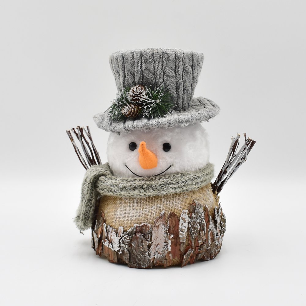 Holiday Time Gray Snowman Christams tree topper,12.2''
