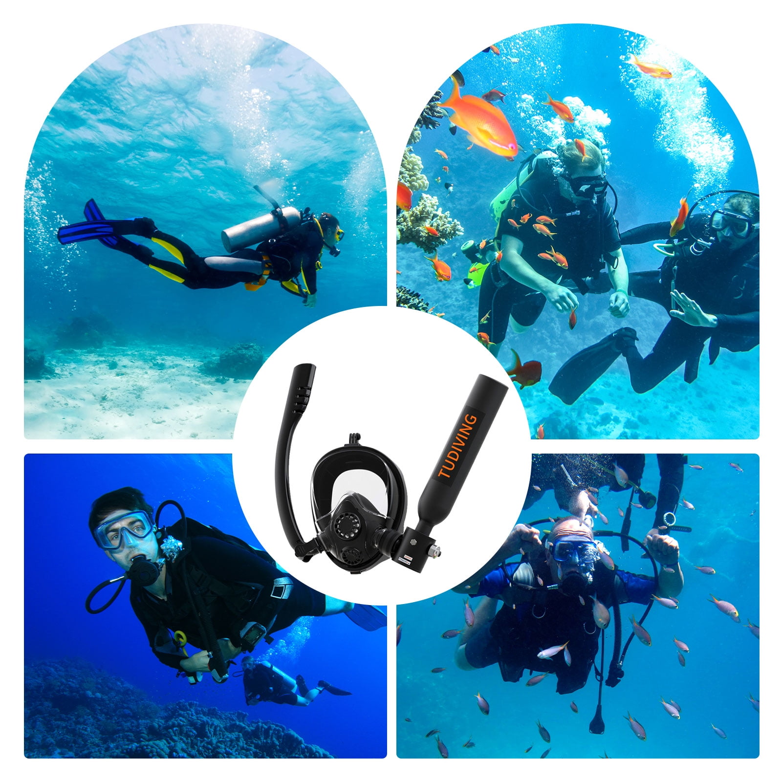 TUDIVING Mini Scuba Tank with Snorkel Mask, 0.5L Inflatable Diving Tank Suits for Recreational Snorkeling Shallow Diving