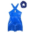 thumbnail image 4 of Alvivi Fringe Dance Dress for Womens Sleeveless Latin Jazz Tango Salsa Tassel Dancewear with Hairband Royal Blue M, 4 of 6