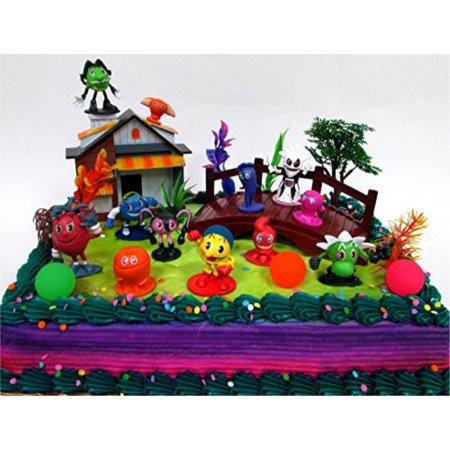 Pac Man 22 Piece Birthday Cake Topper Set Featuring Random Pac Man