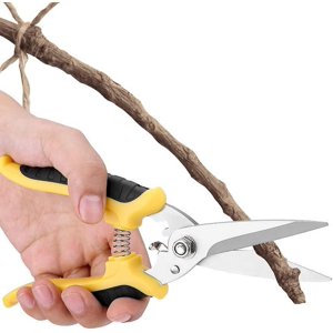 8" 200mm Pruning Shears Garden Scissors, Professional Stainless Steel Bypass Pruning Shears Grafting Scissor Gardening Tool with Ergonomic Anti-Slip H