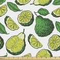 thumbnail image 1 of Exotic Upholstery Fabric by the Yard, Organic Food Illustration of Tropic Citrus Wild Lime Lemon Fruits, Decorative Fabric for DIY and Home Accents, White Green and Yellow Green by Ambesonne, 1 of 5