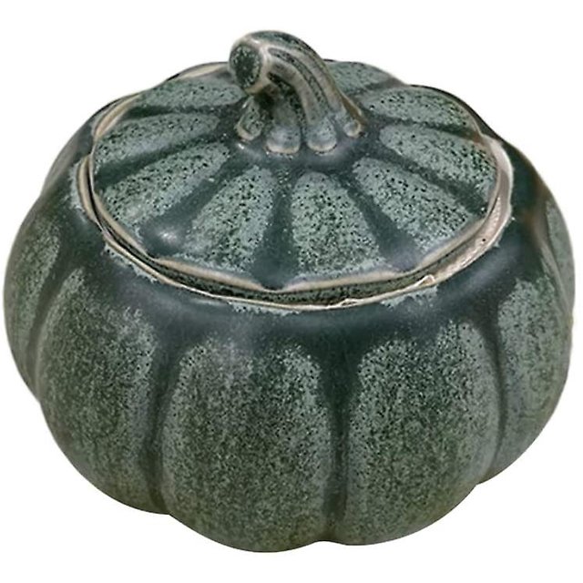 Caja de té de cerámica china Cajas en forma de calabaza de té Tumba de tetera; Tarro de almacenamiento de alimentos de regalo de té Caddy (verde). Afortunado Sencillez