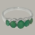 thumbnail image 5 of LBG British Made Solid 9k White Gold Natural Emerald Womens Band Ring - 33 size options - Size 12, 5 of 6