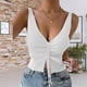 thumbnail image 3 of Top De Punto Con Cordón Moda Versátil Cuello En V Slim Fit Mujer Sin Mangas Top Para Diario Al Aire Libre Blanco L, 3 of 6