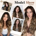 thumbnail image 6 of CREAMILY Long Wavy Curly Clip in Hair Extensions for Women Brown Highlight Blonde Synthetic Thick Hairpieces（23in,4pcs）, 6 of 7