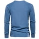 thumbnail image 4 of Camiseta de manga larga para hombre, color liso, diseño con cuello, corte holgado, poliéster, prenda informal para otoño-invierno, 4 of 7