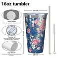 thumbnail image 4 of 16oz Tumblers Pioneer Flower Stainless Steel Vacuum Insulated Double Wall Travel Tumbler Cups Mug with Lid and Straw,Cleaning Brush for Coffee,Tea, 4 of 4