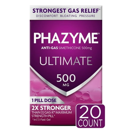 Phazyme Ultimate Gas & Bloating Relief, Gas Relief Works in Minutes, 20 Fast Softgels