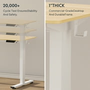 FLEXISPOT 55x28 Home Office Height Adjustable Standing Desk with Hooks, Ergonomic Electric 2-Stage Stand Up Computer Desk, White and Maple