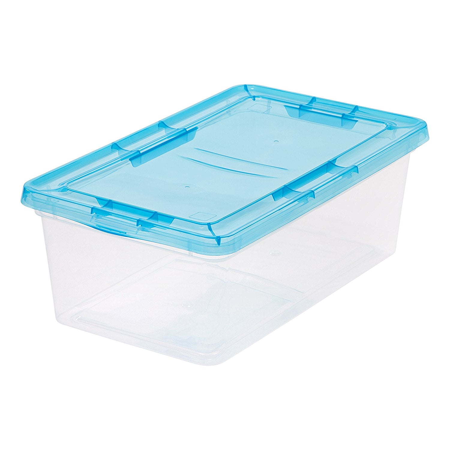 IRIS 6 Quart Clear Storage Box with Teal Lid, 18 Pack