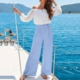 thumbnail image 6 of Tqcoqu Wide Leg Pants for Women Comfy High Waisted Summer Flowy Lounge Pant Trendy Vacation Clothes,Sky Blue,Women's S-XXL, 6 of 10