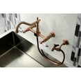 thumbnail image 2 of Kingston Brass KS124PLBSAC Heritage Double-Handle Wall-Mount Bridge Kitchen Faucet with Brass Sprayer, Antique Copper, 2 of 8