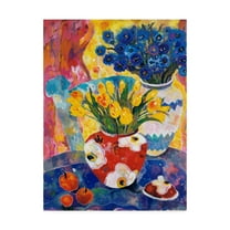 Trademark Fine Art 'Redvase Of Yellow Tulips' Canvas Art by Lorraine Platt