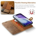 thumbnail image 6 of For iPhone 17 Pro Max DG.MING Crazy Horse Texture Detachable Magnetic Leather Phone Case,Brown,For iPhone 17 Pro Max, 6 of 10
