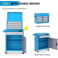 thumbnail image 3 of Ktaxon 2 in 1 Rolling Tool Chest Storage Cabinet, Mechanic Tool Organizer Box, w/5 Drawers, Blue, 3 of 7