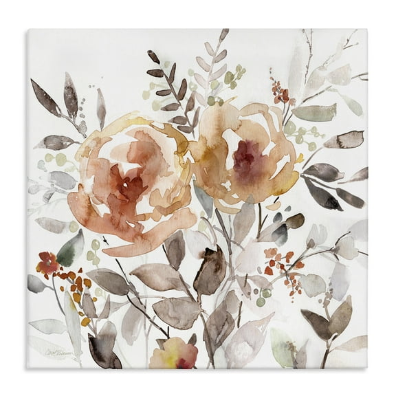 Stupell Industries Floral Impressions on White Plants & Flowers Painting Wrapped Canvas Art Print Wall Art, 17 x 17