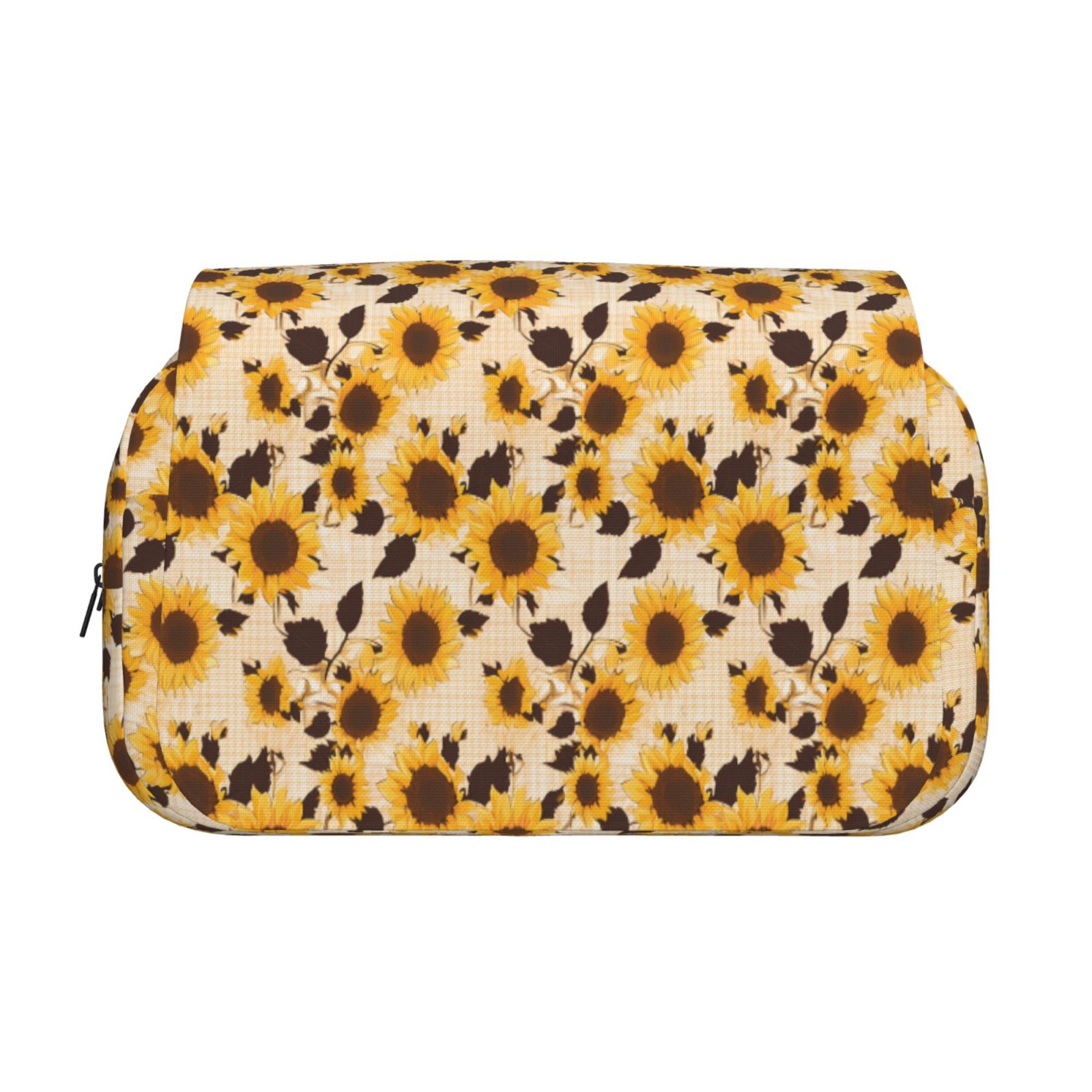 Rateoe Vintage Plaid Cute Sunflower Pattern Double Clamshell Pen Case, Storage Organizer with Two Zipper Compartments– Holds Up to 50 Pencils & Pens
