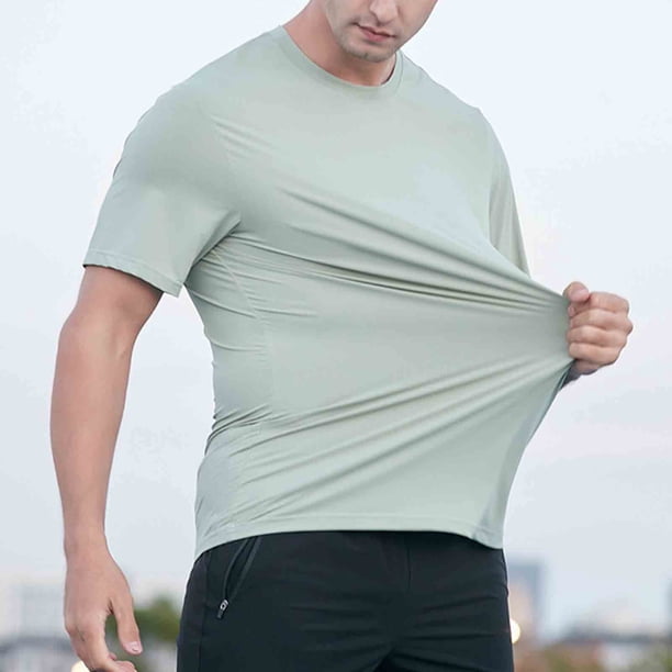 Tops para hombre, blusas y camisas de manga corta con cuello redondo para hombre, camisetas casuales holgadas deportivas transpirables de media manga de color liso para hombre, blusas de manga corta c