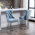 thumbnail image 2 of Counter Height Bar Stools Set of 2, 26" Armless Kitchen Dining Chairs Island Barstools with Nailhead-Trim and Tufted Back,Velvet Farmhouse Bar Chairs for Kitchen Island, Dining Room, Blue, 2 of 9