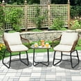 thumbnail image 1 of Gymax 3PCS Outdoor Bistro Set Patio Conversation Furniture Set w/ White Cushions, 1 of 9