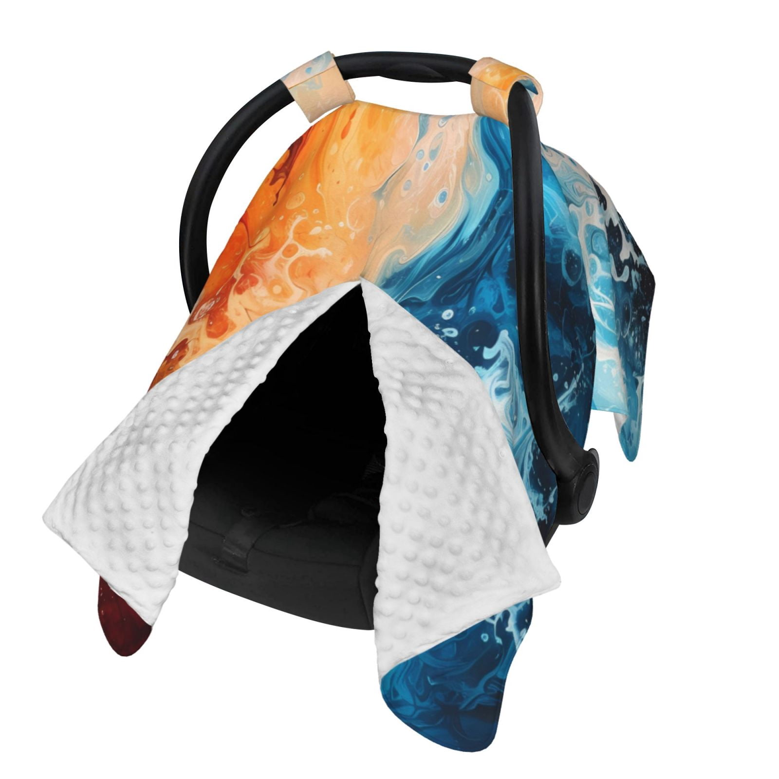 Naloa Red And Blue Waves Baby Car Seat Cover, Breathable Baby Carrier Cover, Multiuse Baby Carrier Cover & Nursing Breastfeeding Cover