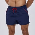 thumbnail image 4 of SWSMCLT Men's Beach Swim Trunks Summer Drawstring Fall Spring Swimsuit Bathing Suit Quick Dry Shorts Mid Rise Navy Small, 4 of 4