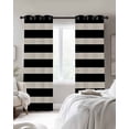 thumbnail image 2 of Blackout Curtains for Bedroom, Black Beige Striped Room Darkening Window Drapes for Living Room, Vintage Geometric Line Simple Thermal Insulated Grommet Curtains, 52x45 inch, 2 Panels, 2 of 9